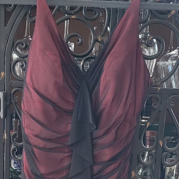 Maroon and Black Ruffled Gown from Cache - Picture 1 of 5